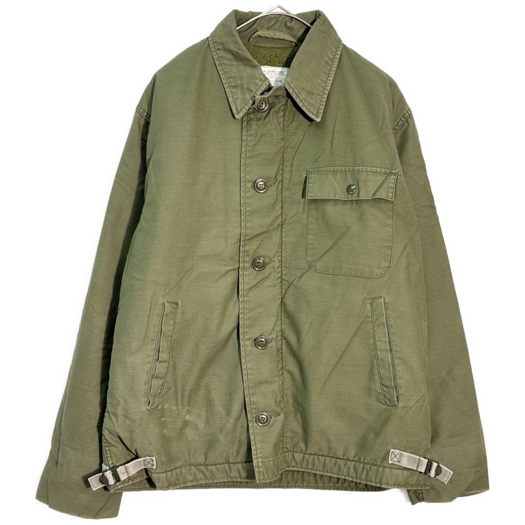 80年代 米軍実物 U.S.NAVY A-2 デッキジャケット ヴィンテージ ミリタリー オリーブ (メンズ MEDIUM) 中古 古着 Z1997 19,674円