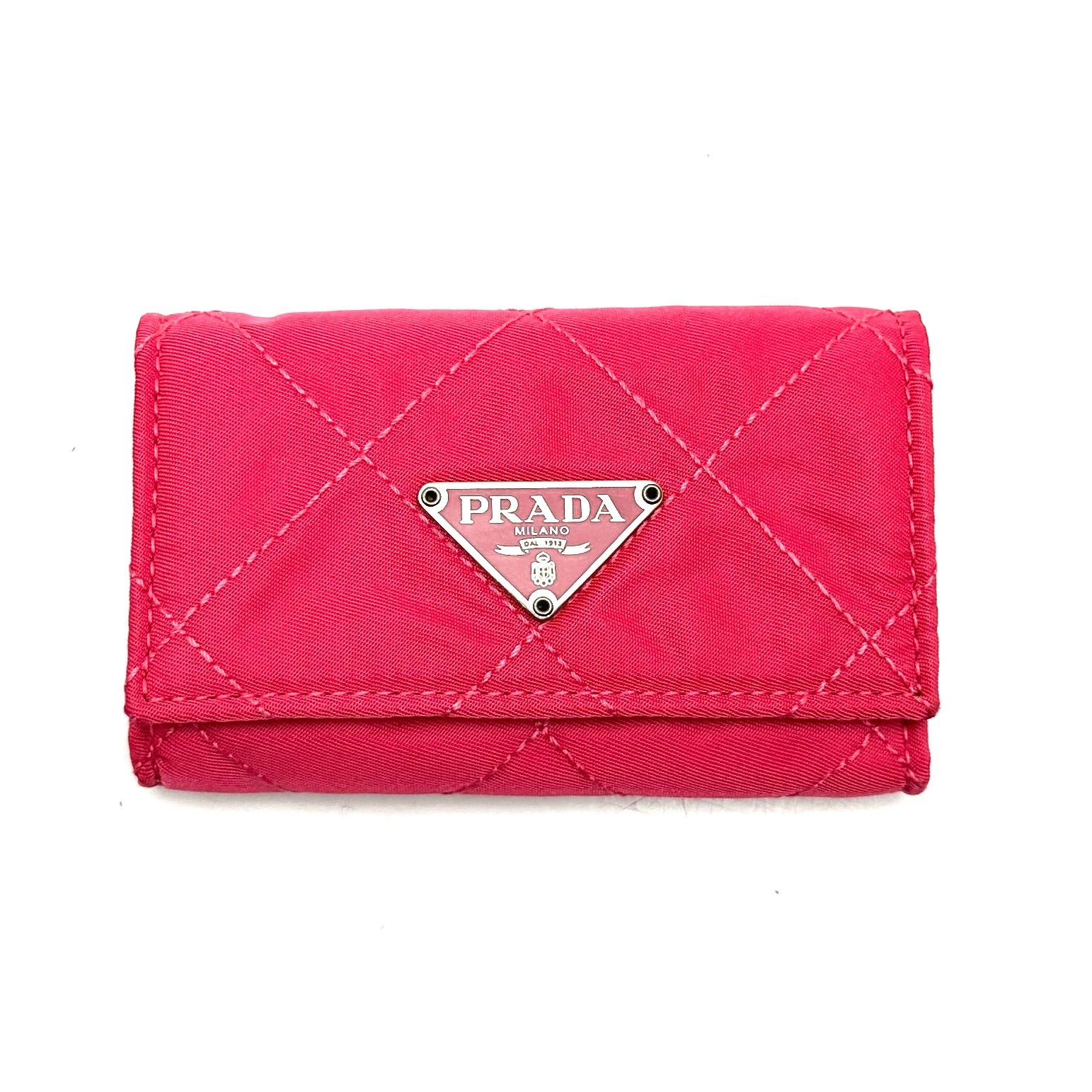 【楠本質店/元住吉】プラダ　PRADA　M222　6連キーケース　ナイロンキルティング　三角ロゴ　ピンク　レディース
