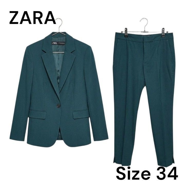 未使用 ZARA セットアップ スーツ テーラードジャケット パンツ 34 緑