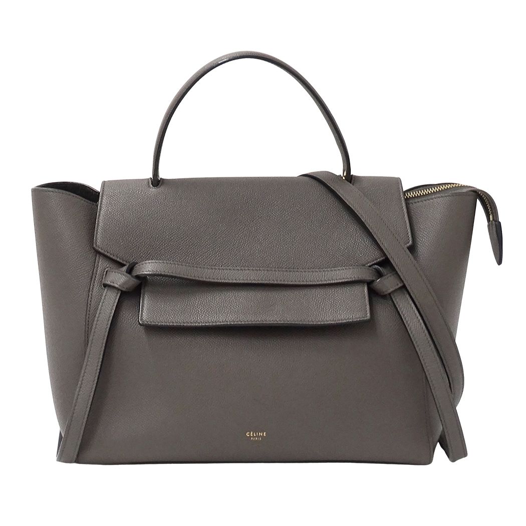 セリーヌ CELINE バッグ レディース ブランド ハンドバッグ ショルダーバッグ 2way ベルトバッグ ミニ レザー グレー おしゃれ 【中古】
