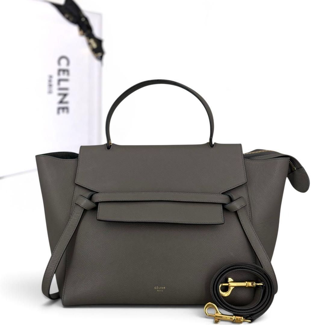 セリーヌ　ベルトバッグ　ミニ　グレー　　ハンドバッグ　ショルダー　CELINE　ショルダーバッグ　2way