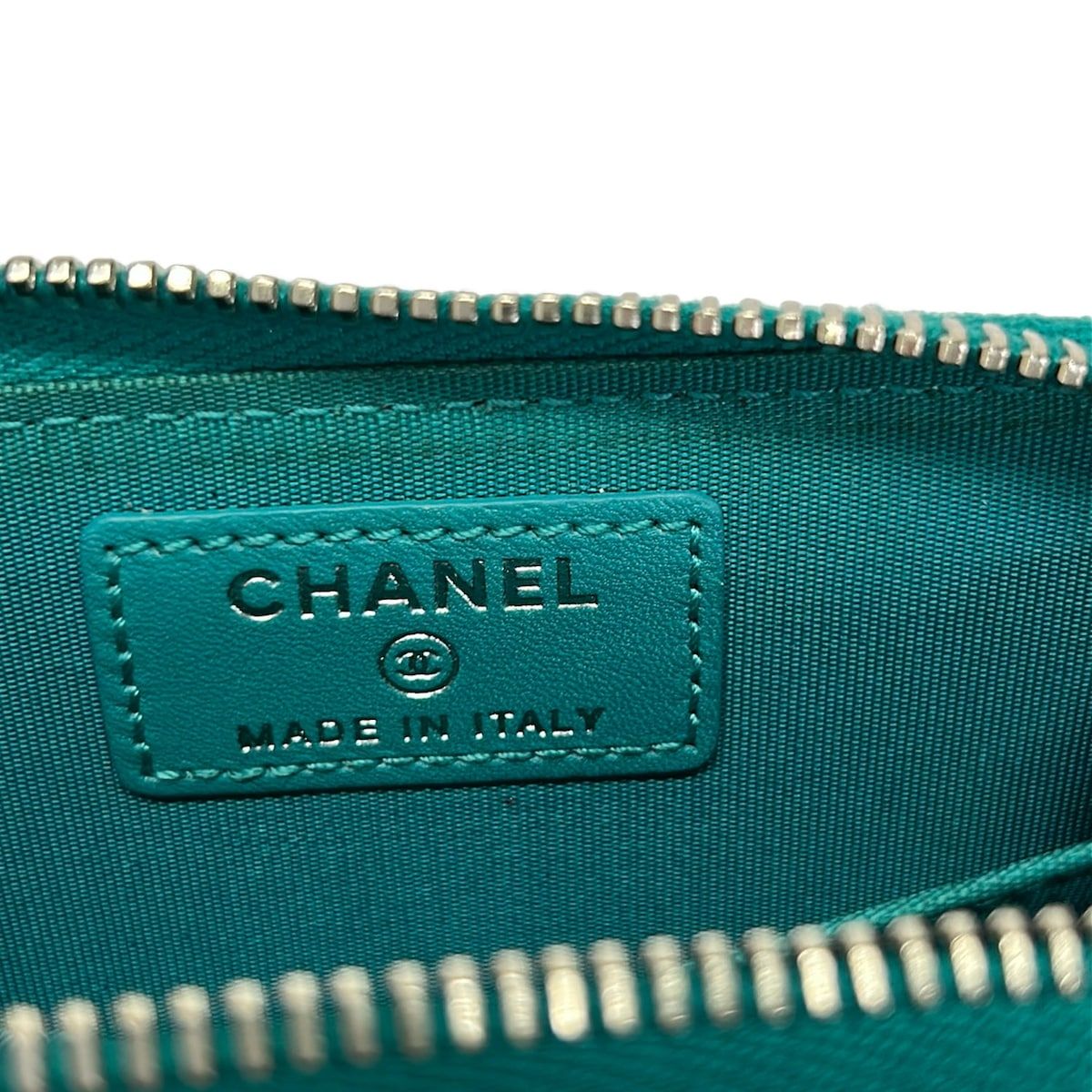 CHANEL(シャネル) コインケース マトラッセ ブルーグリーン×グリーン