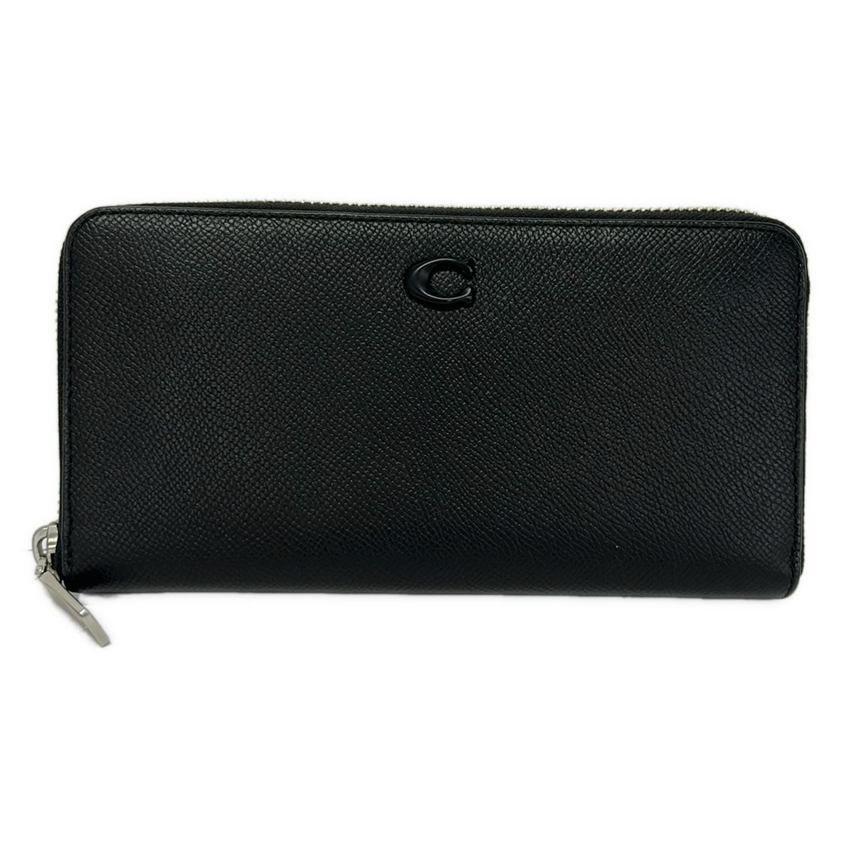 COACH(コーチ) 長財布美品 アコーディオン ウォレット・シグネチャー キャンバス インテリア CJ884 黒 ラウンドファスナー レザー