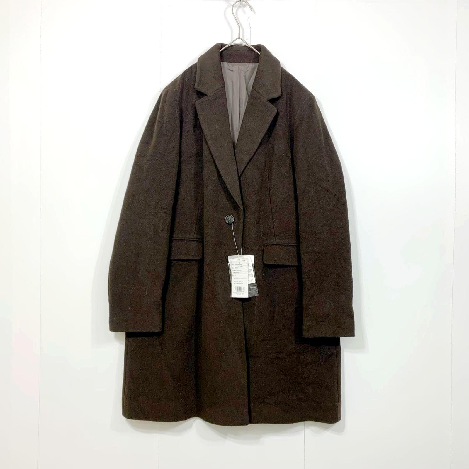 〇 新品 三京商会 チェスターコート ウール混 コート シンプル カジュアル 13号 茶 ◆■ レディース