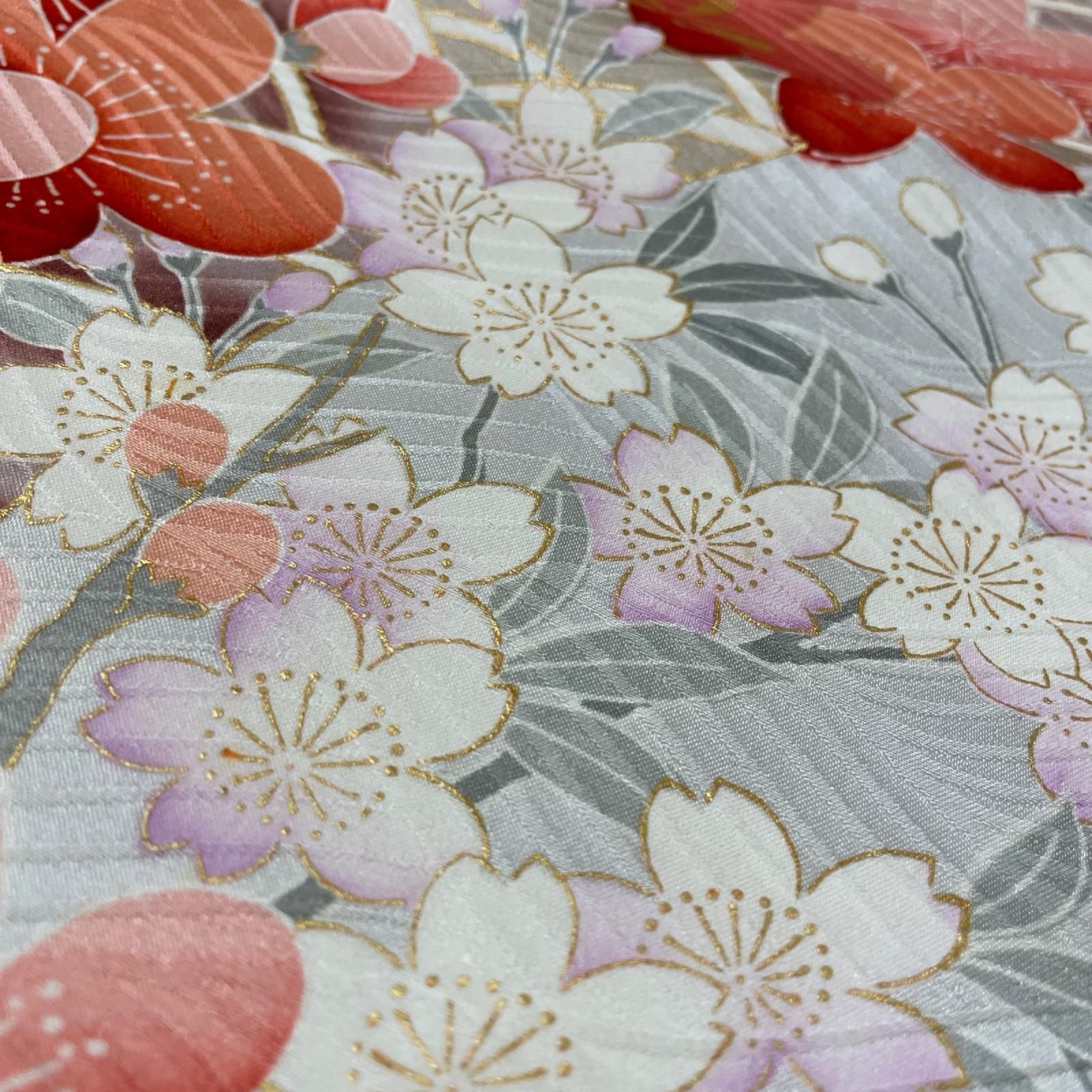 振袖 梅に桜 華やかな染め 着物 正絹 X-10276 - メルカリ