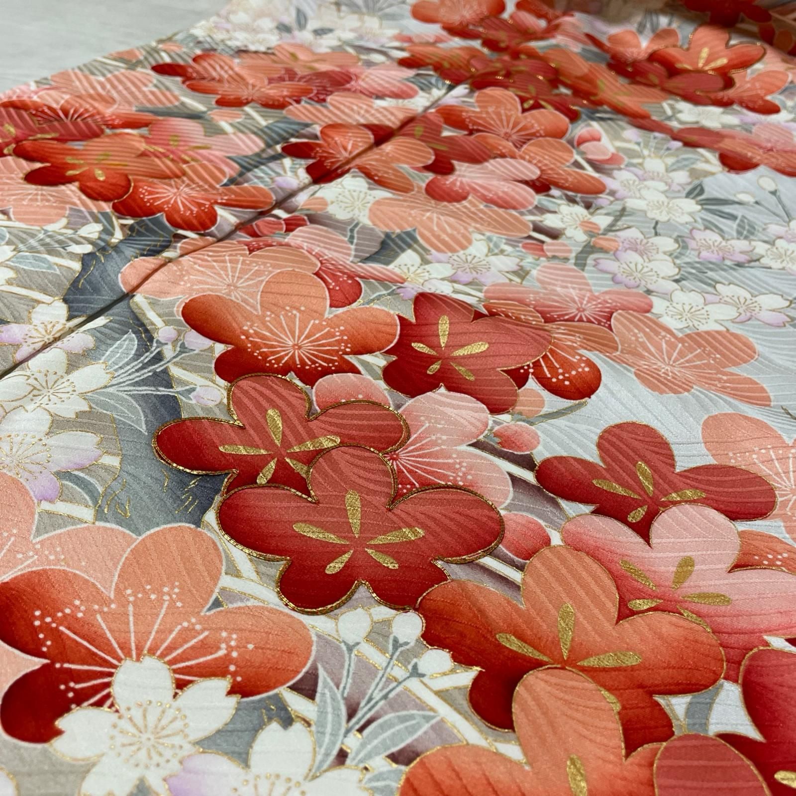 振袖 梅に桜 華やかな染め 着物 正絹 X-10276 - メルカリ