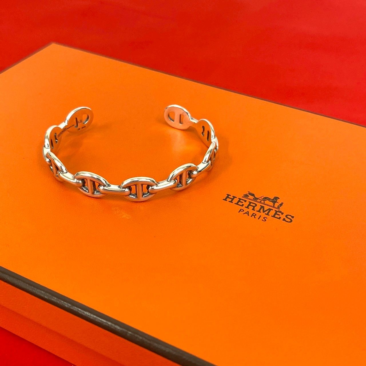 極 美品 HERMES エルメス アンシェネ バングル シルバー925