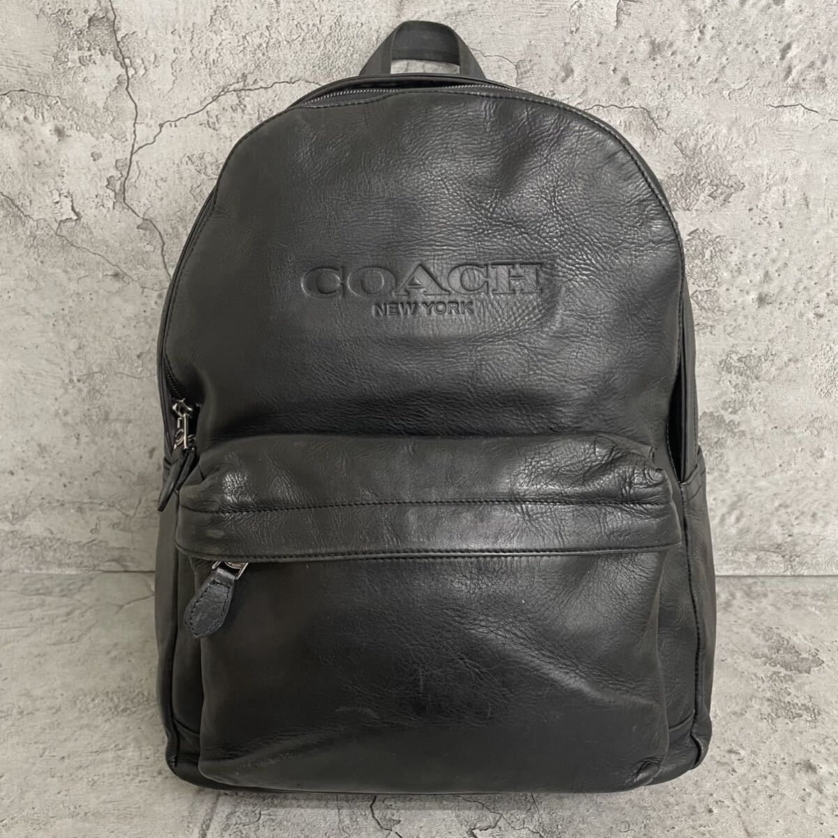 美品 A4収納可 COACH コーチ バックパック リュック チャールズ 大容量 メンズ レザー 黒 ブラック