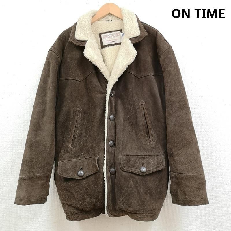 古着 ON TIME 80s USA製 スエード レザー ボア ランチ ジャケット
