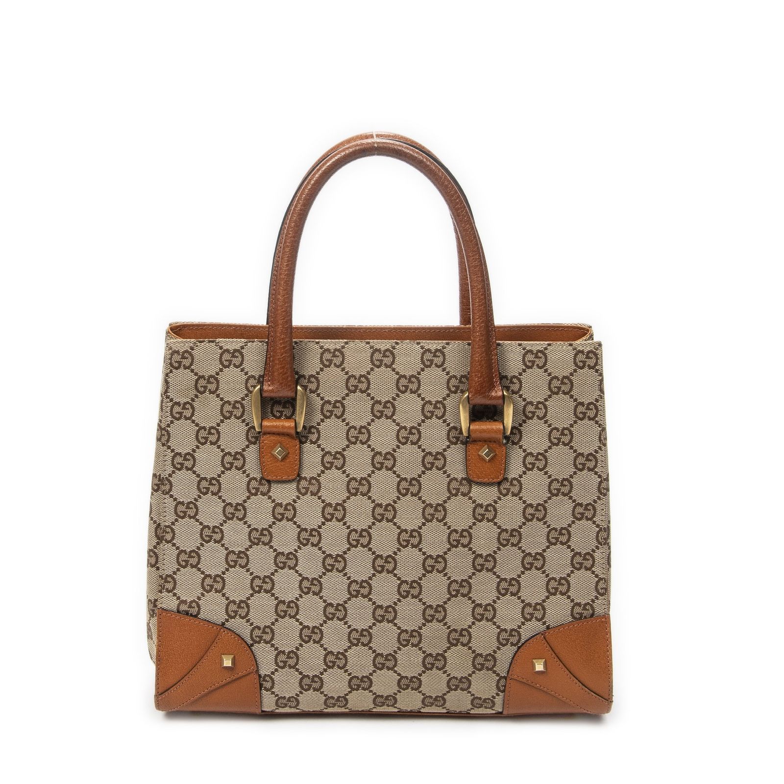 [中古] GUCCI グッチネイルヘッド トートブラウン/ベージュGGキャンバスA
