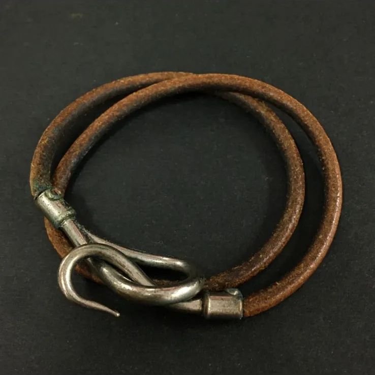 エルメス HERMES ジャンボ ダブルラップ レザー シルバー トーン