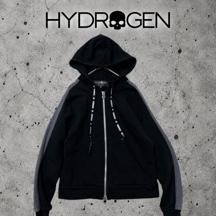 HYDROGEN ハイドロゲン スカル ジップアップ パーカー XS 黒 グレー