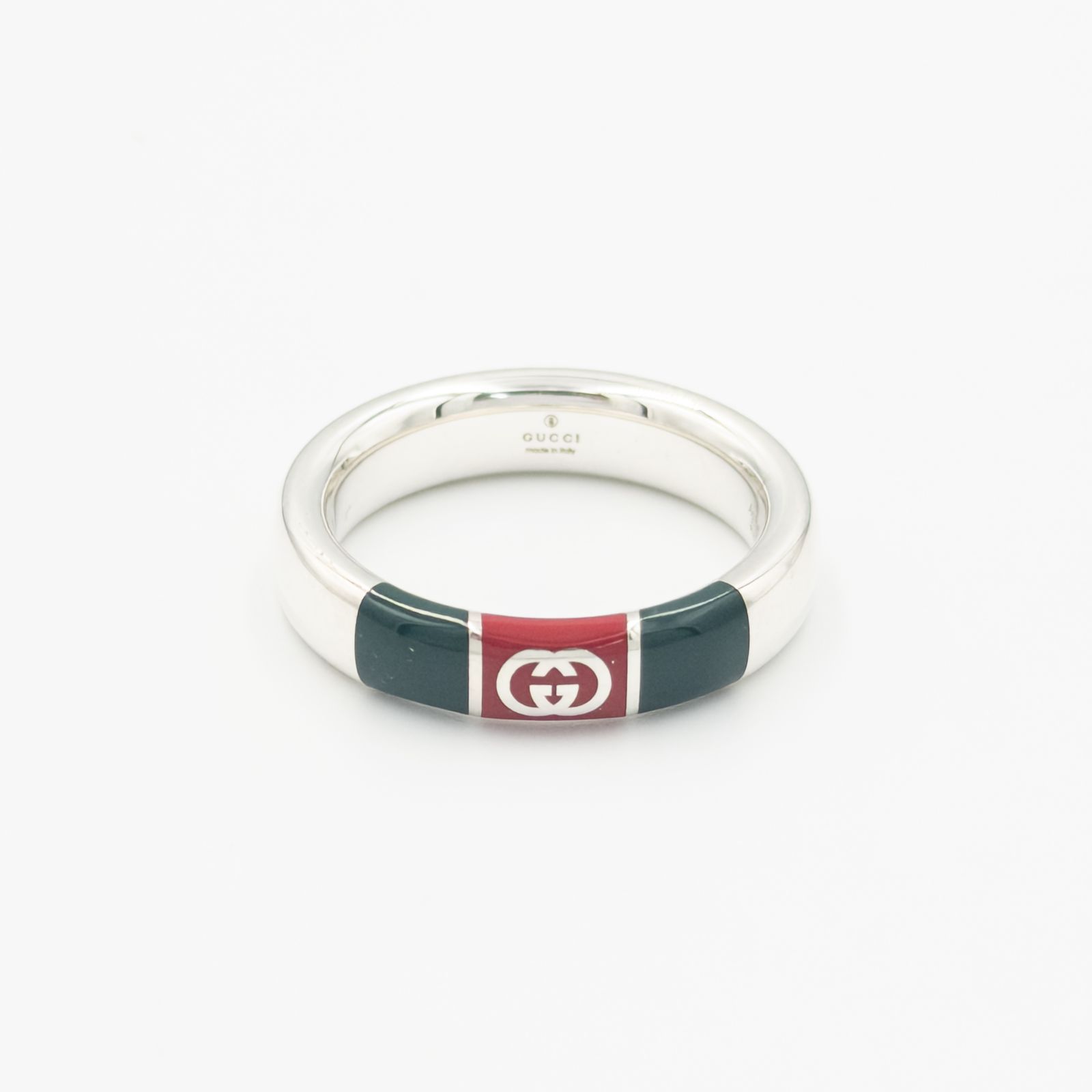 グッチ ウェブ ストライプ リング 16号 刻印17 シルバー 925 GUCCI メンズ レディース レア 中古 送料無料
