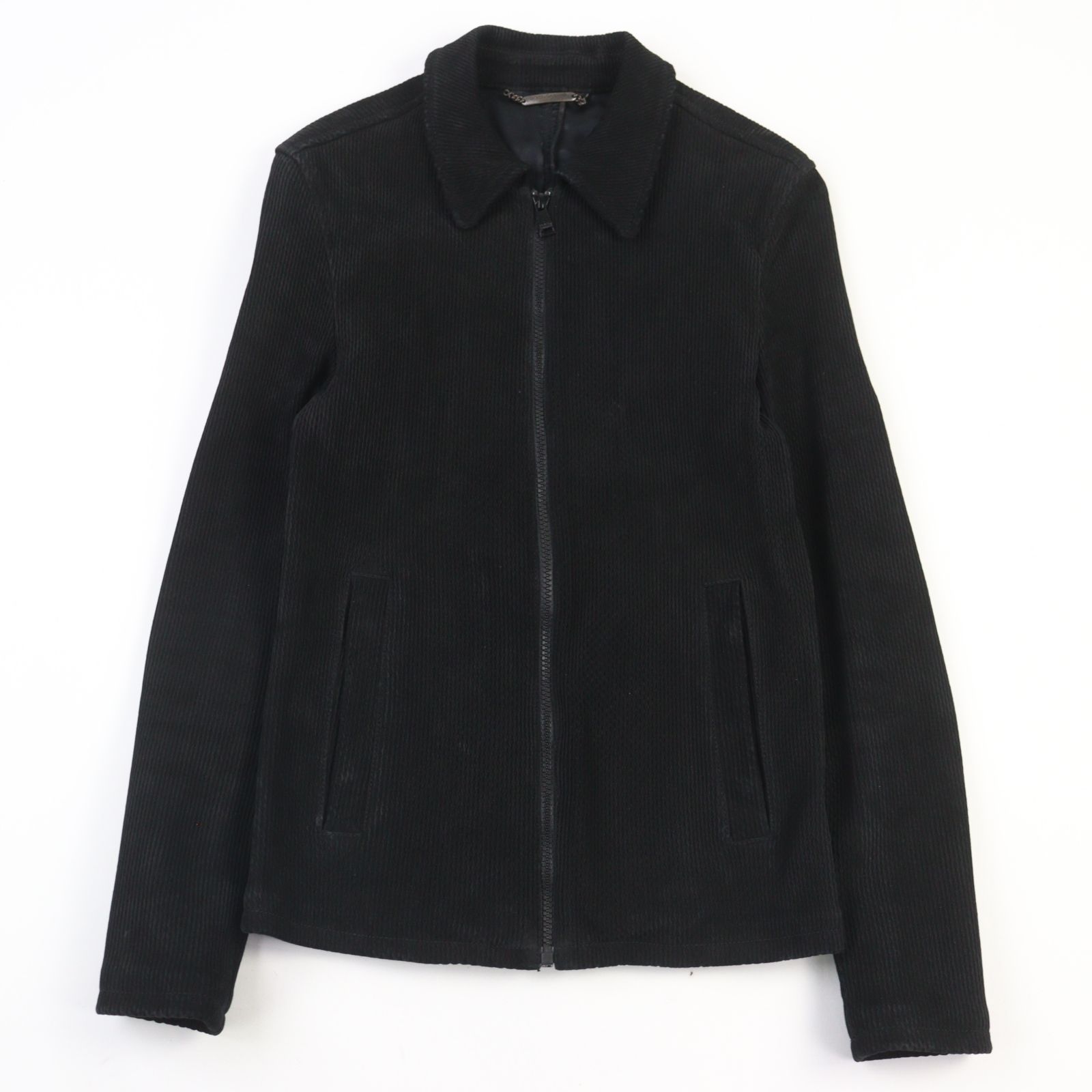 美品○DOLCE&GABBANA ドルチェ＆ガッバーナ G9BF1L ラムスキン 裏地シルク 黒タグ ダブルジップ レザージャケット ブラック 46　メンズ 35,200円
