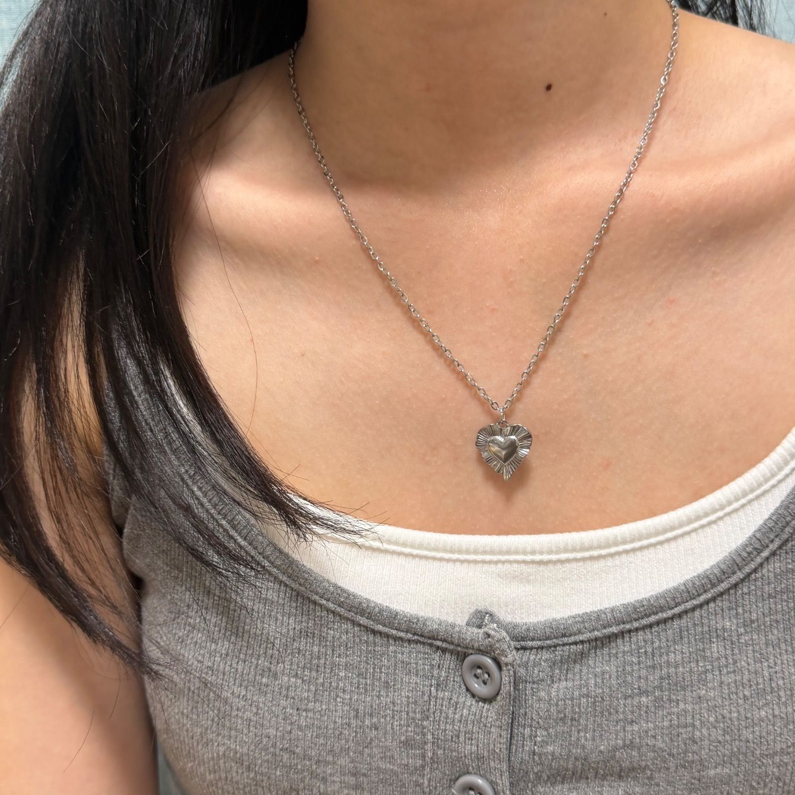 — Noah’s — Heart necklace Silver thumbnail 5