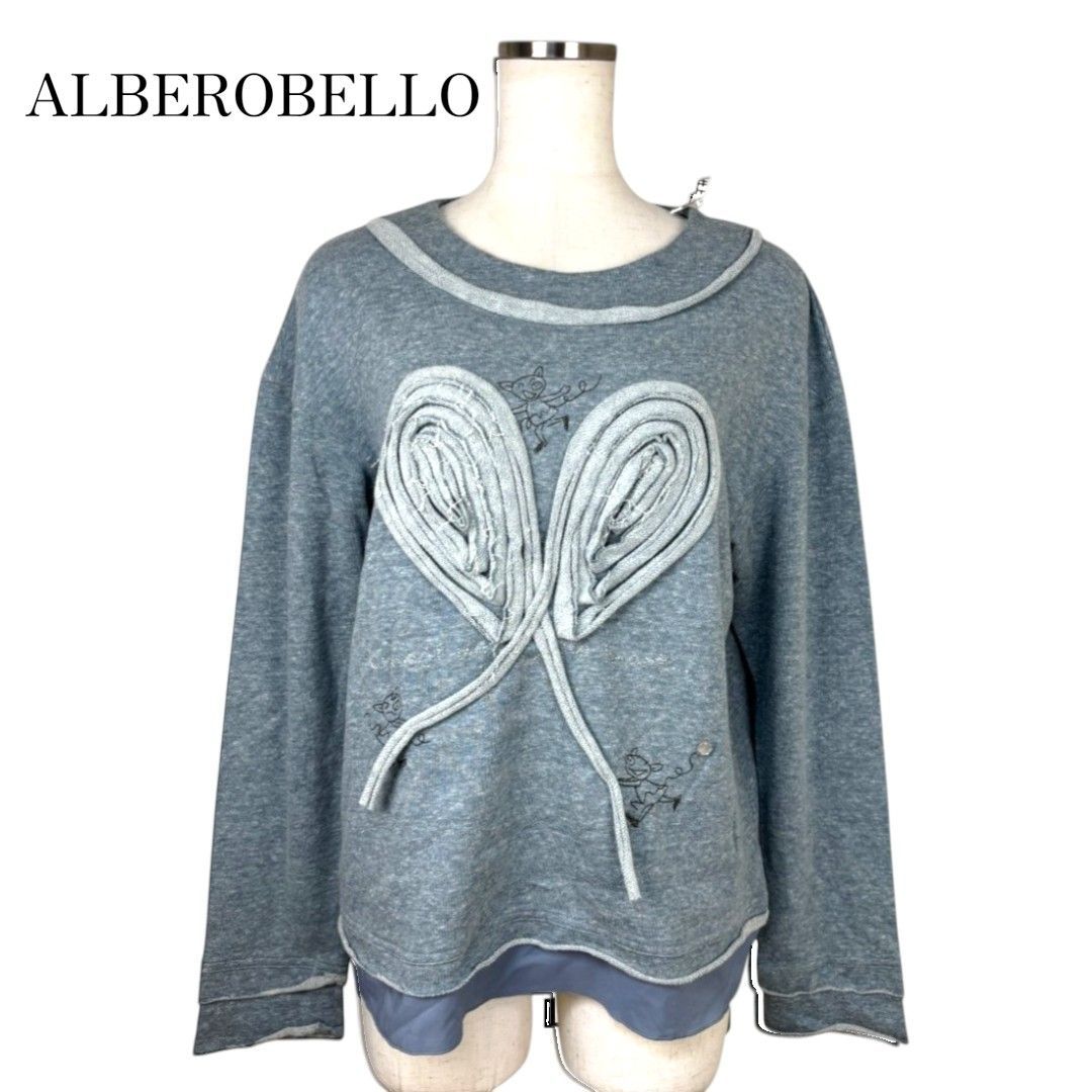 ALBEROBELLO アルベロベロ ロープ刺繍 トレーナー 長袖スウェット 裾