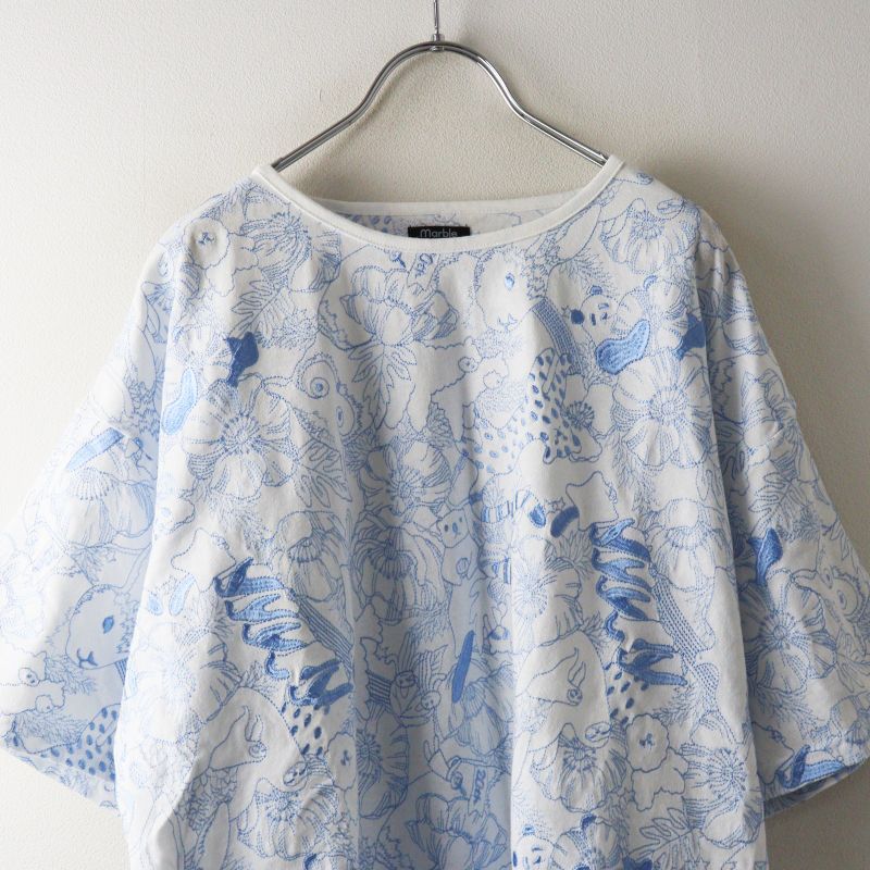 【美品】marbleSUD 20th EMB MEMBERS 総刺繍ブラウス 美品 2021MD マーブルシュッド marble SUD EMB Members 刺繍 S/S Tee