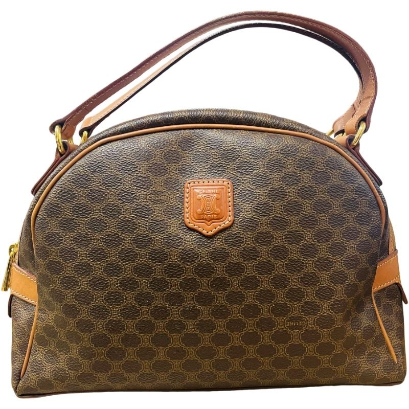 CELINE セリーヌ マカダム・ハーフムーン MC96 ブラウン PVC ハンドバッグ レディース 【中古】 12610K64 17,608円