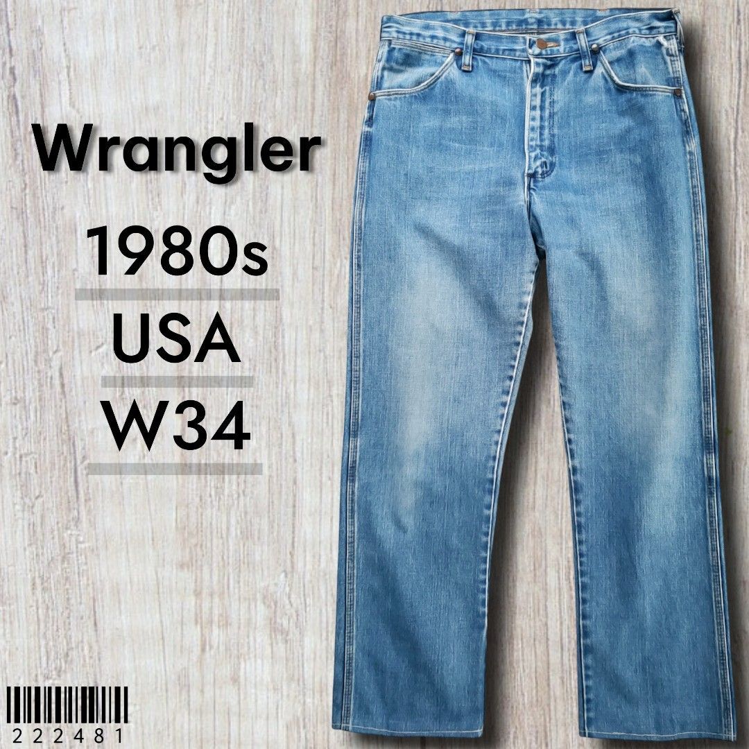 Wranglerラングラー■美しい色合い 1980s vintage USA製 Scovillジップ 910DEN 14oz ストレート ブロークンデニム W34 アイスブルー ヴィンテージ 13MWZ 10,360円