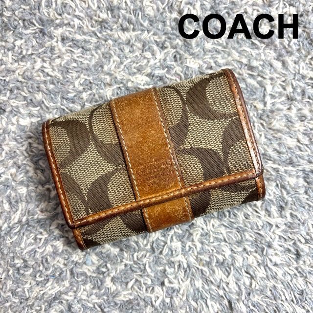 COACH コーチ コインケース 小銭入れ シグネチャー柄 ブラウン レザー