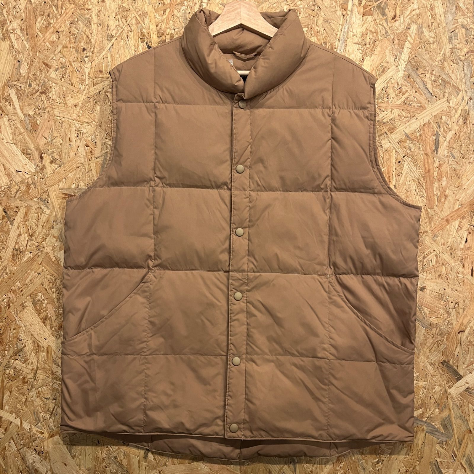 ランズエンド ダウンベスト ベージュ モカ 茶 L LANDS' END リアル