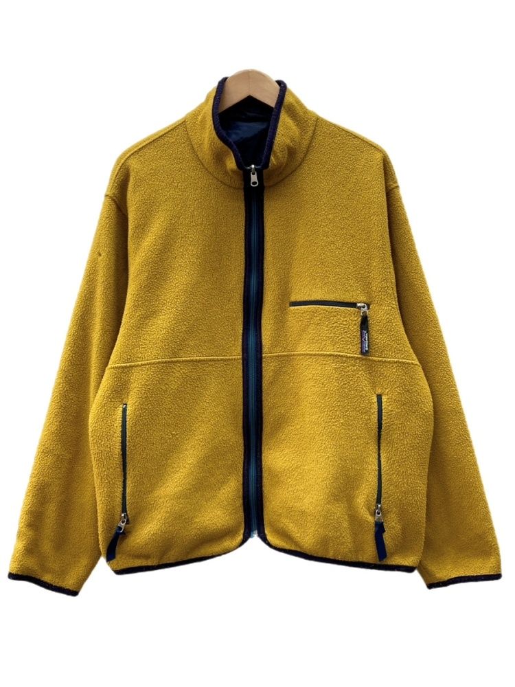 パタゴニア Patagonia 90s Glissade Cardigan グリセード カーディガン ジップアップ リバーシブル フリース アウトドア 黄 紺 29300 ジャケット ロゴ イエロー Lサイズ 104MT-3792