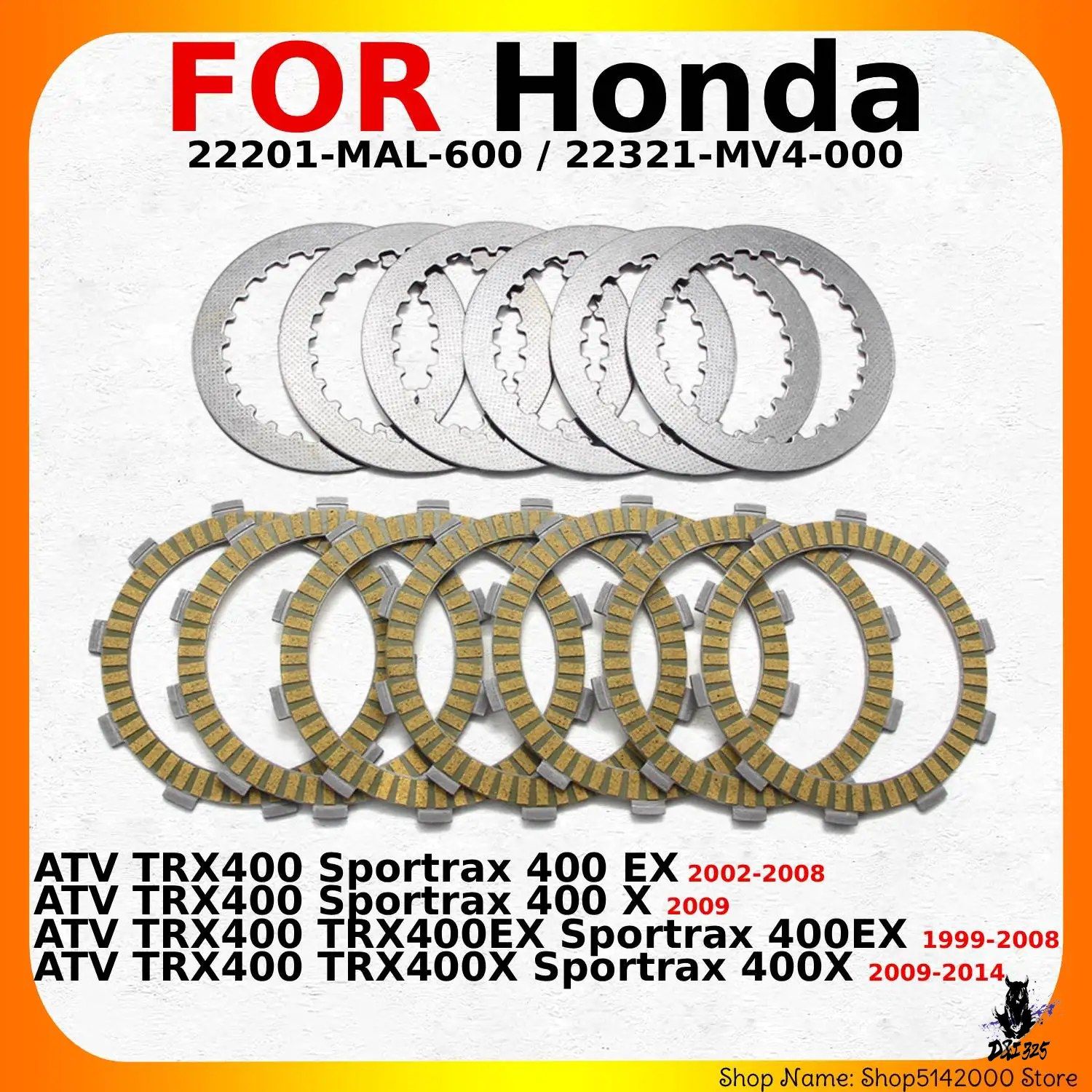 ホンダ ATV TRX400 Sportrax 400 EX/X 用 クラッチフリクションディスクプレート OEM:22201-MAL-600