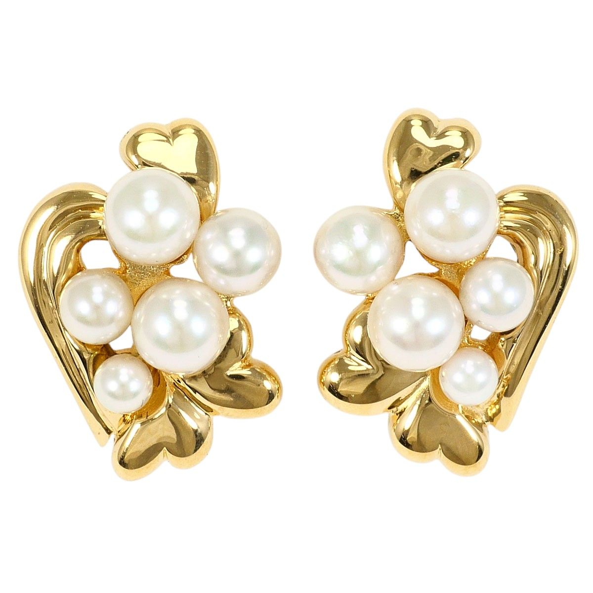 K18YG イヤリング clip-on earrings アコヤ真珠 カード鑑別書 総重量約4.6g
