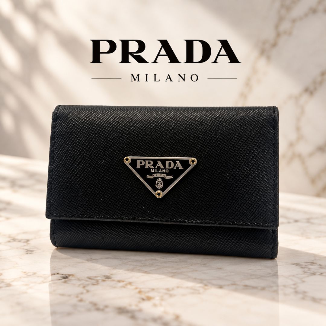 PRADA プラダ サフィアーノレザー 6連キーケース 黒 訳あり - メルカリ
