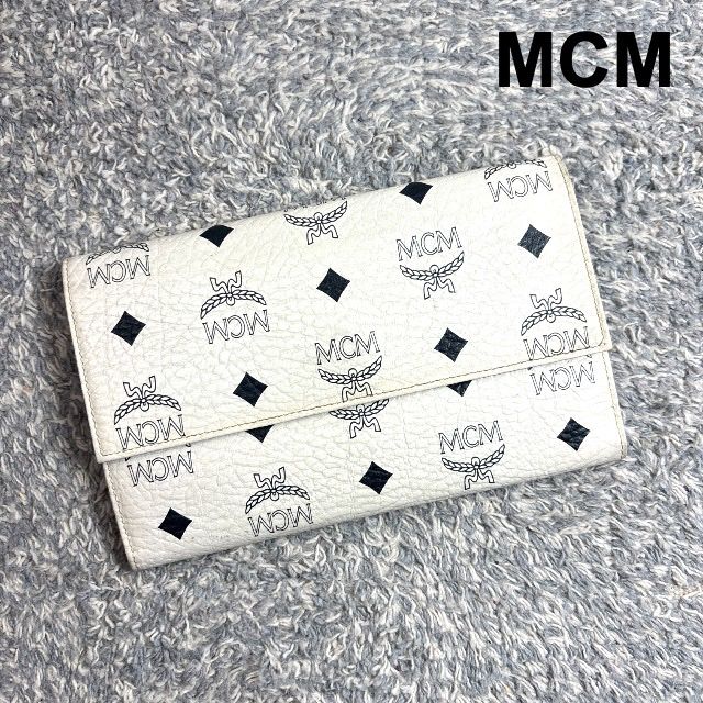 M6/059 MCM エムシーエム 二つ折り長財布 ホワイト MCM エムシーエム 長財布 ヴィセトス モノグラム ホワイト ブラック