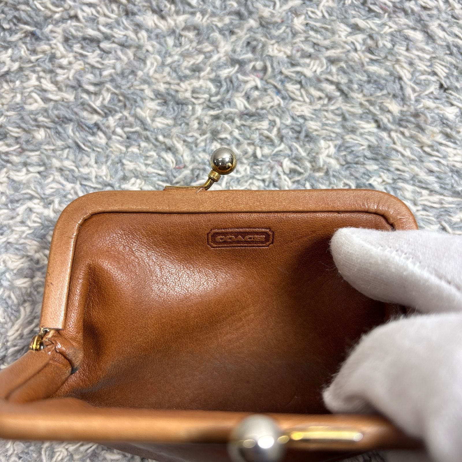 COACH コーチ オールドコーチ がま口 コインケース 小銭入れ タン