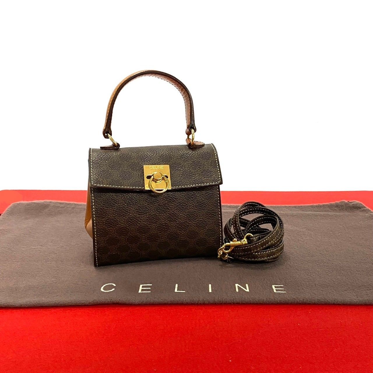 極 美品 CELINE セリーヌ ヴィンテージ マカダム ブラゾン リング 金具