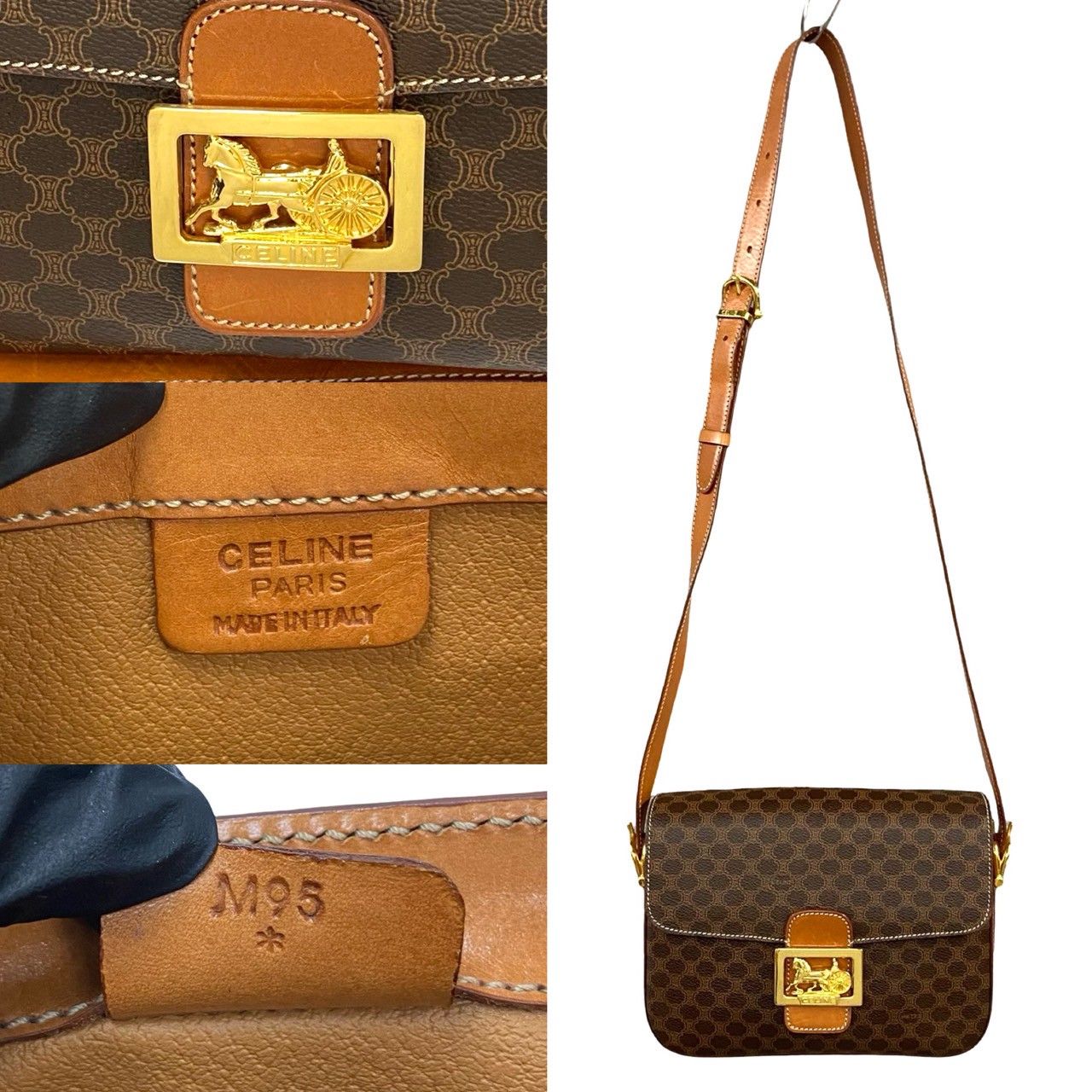 極 美品 CELINE セリーヌ マカダム ブラゾン トリオンフ 柄 ロゴ 馬車