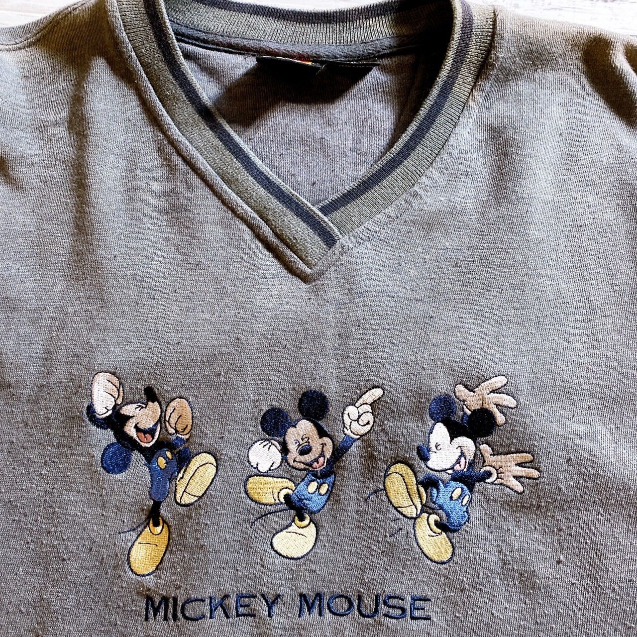 フェードあり/希少ミッキー】90s 夕方MICKEY MOUSE V-NECK SWEATSHIRT
