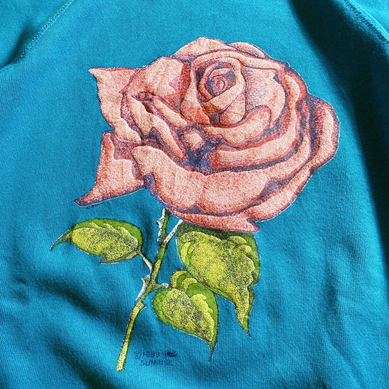 USA製】80s～90s TULTEX SWEATSHIRT タルテックス ブルー 青 ローズ 