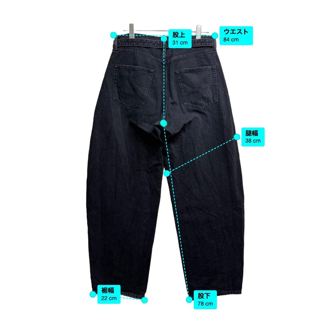 Sacai Denim Pants ベルト ワイド デニムパンツ - ブラック 【値下げ