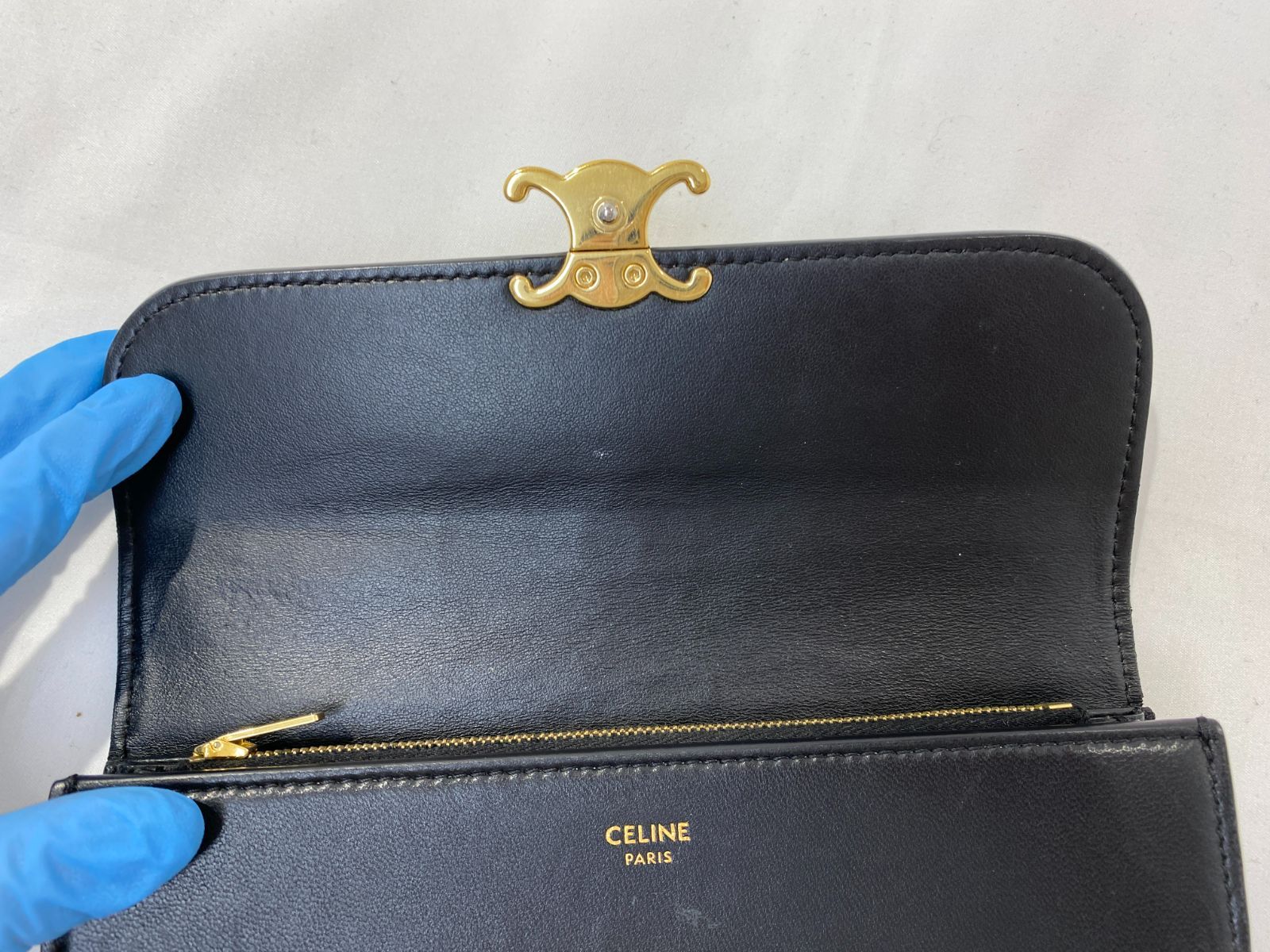 七重浜85-5-081007nh] CELINE セリーヌ 長財布 トリオンフフラップ