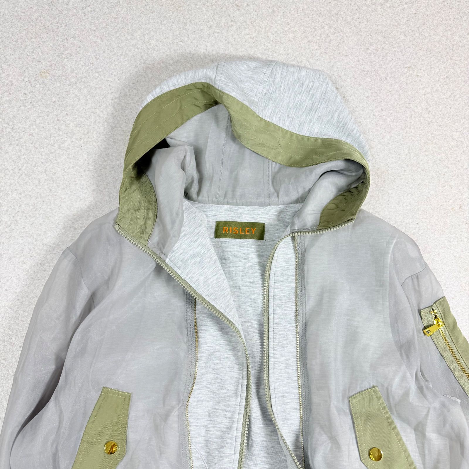極美品 RISLEY リズレー シアーMA－1パーカー フード ブルゾン