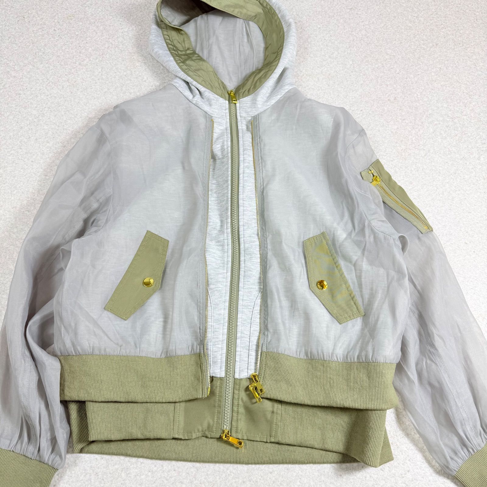 極美品 RISLEY リズレー シアーMA－1パーカー フード ブルゾン