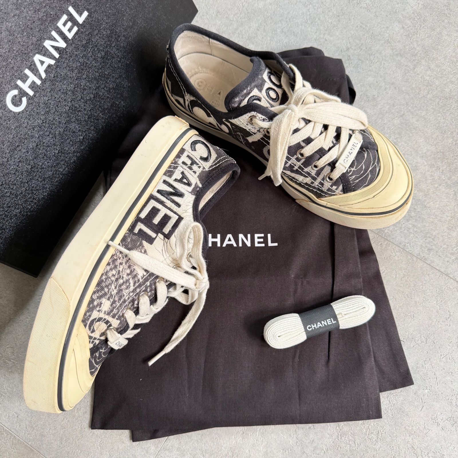 CHANEL シャネル スニーカー ココマーク ロゴ キャンバス ブラック 38