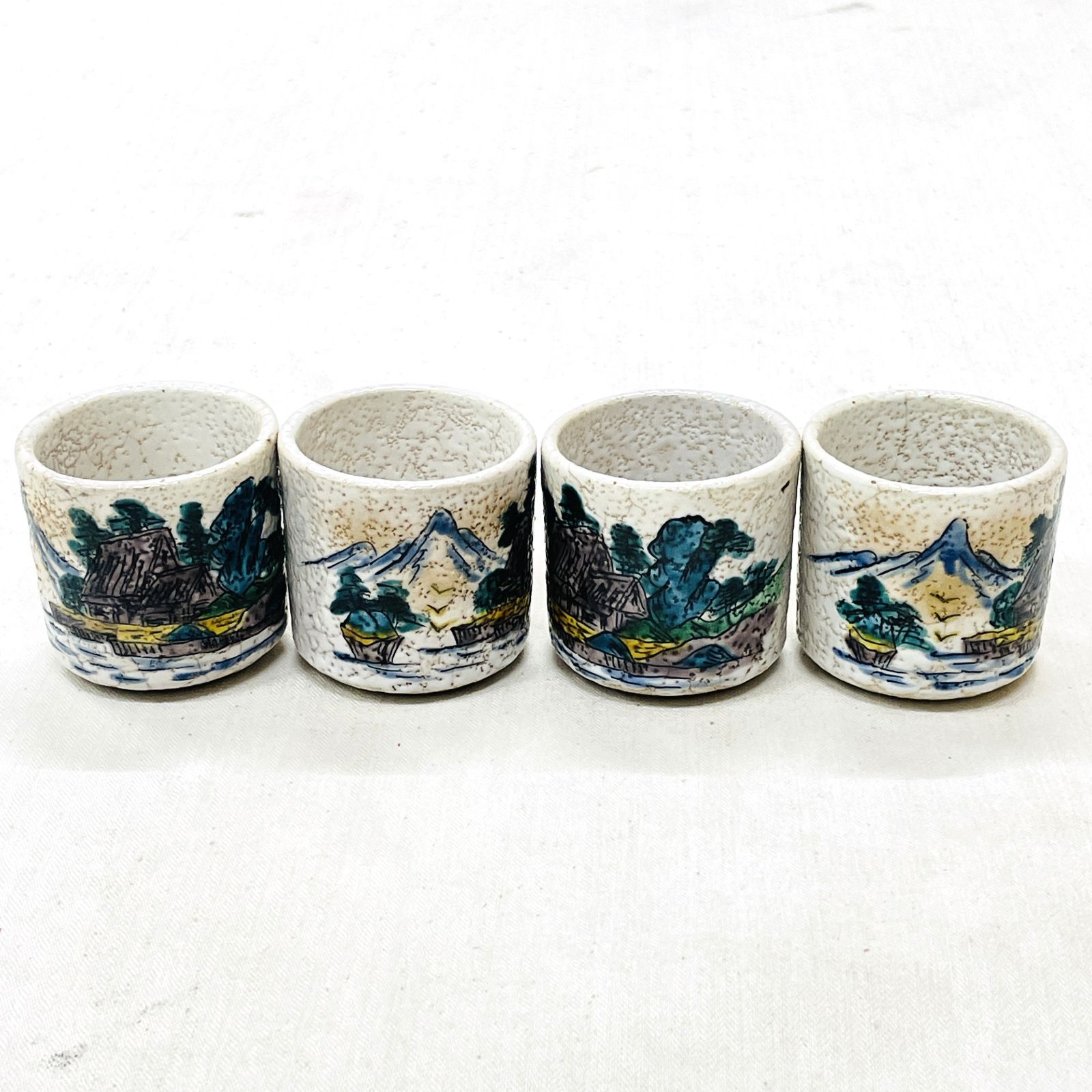九谷焼 秀吉 酒器セット 徳利 ×1 お猪口 ×4 骨董品 山水画 伝統工芸品
