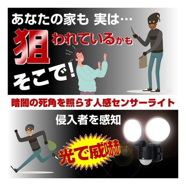 ELPA エルパ 防犯ライト ACコンセント式センサーライト 2灯 800ルーメン ESL-SS412AC (2662236) thumbnail 3
