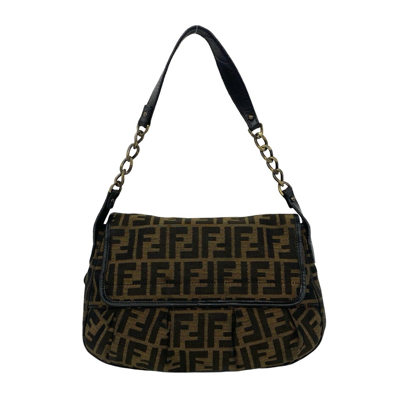 極 美品 FENDI フェンディ ヴィンテージ ズッカ 柄 FF ロゴ 金具