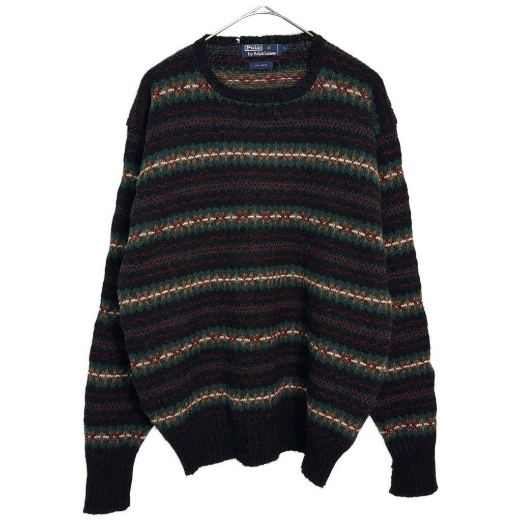 90年代 Polo by Ralph Lauren / ポロ ラルフローレン ウールニット セーター フェアアイル柄 マルチカラー (メンズ L) 中古 古着 Z2123