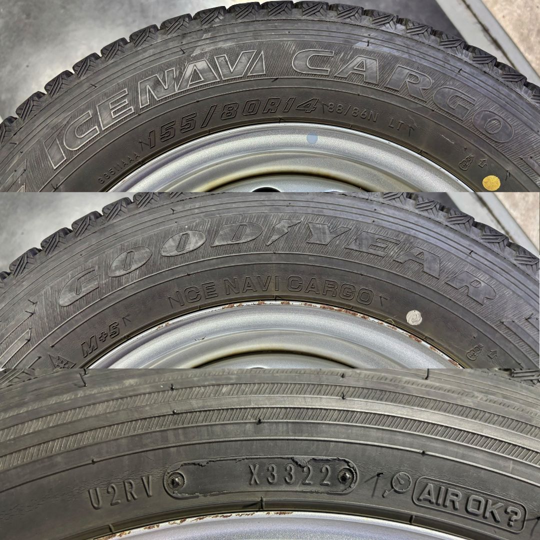 バリ山】155/80R14 88/86N LT スタッドレス グッドイヤー アイスナビ