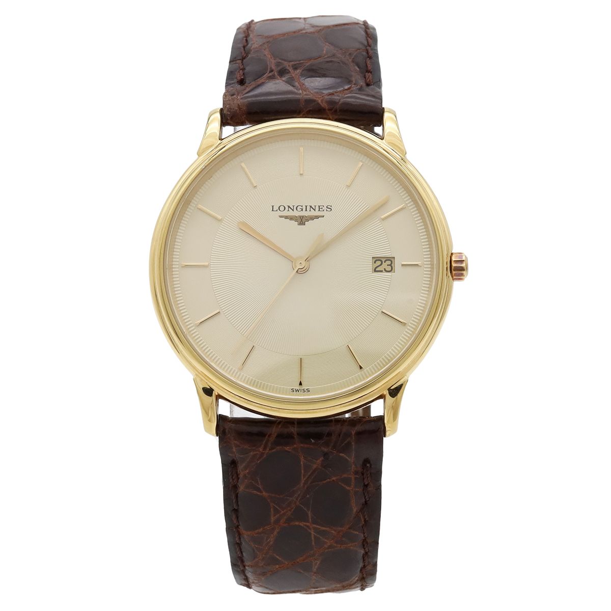 LONGINES ロンジン グランドクラシック ゴールド文字盤 GP 革ベルト メンズ QZ クォーツ 腕時計 L4.677.2 17,612円