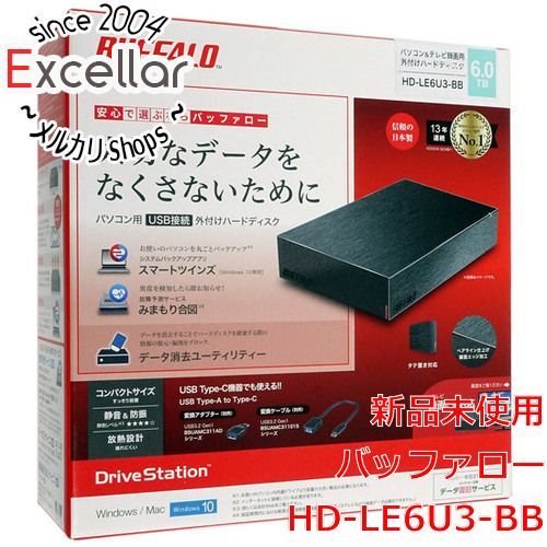 bn:6] 【新品訳あり(箱きず・やぶれ)】 BUFFALO 外付HDD HD-LE6U3-BB