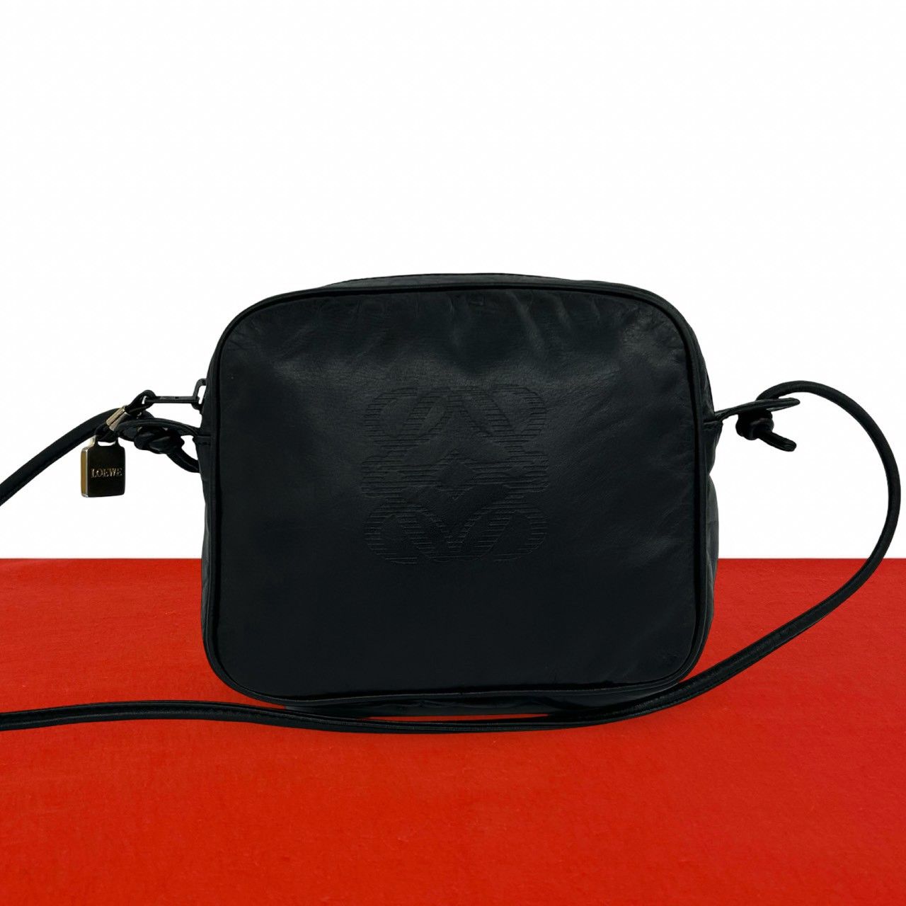 極 美品 LOEWE ロエベ ヴィンテージ アナグラム ロゴ レザー 本革