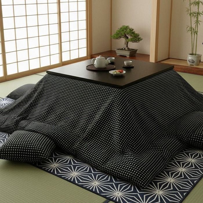 送料無料 新品正方形こたつカバー【スフィア ブラック】200cm×200cm