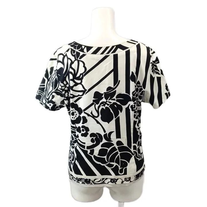 レオナール LEONARD FASHION カットソー 花柄 半袖 LL 白 ホワイト 黒